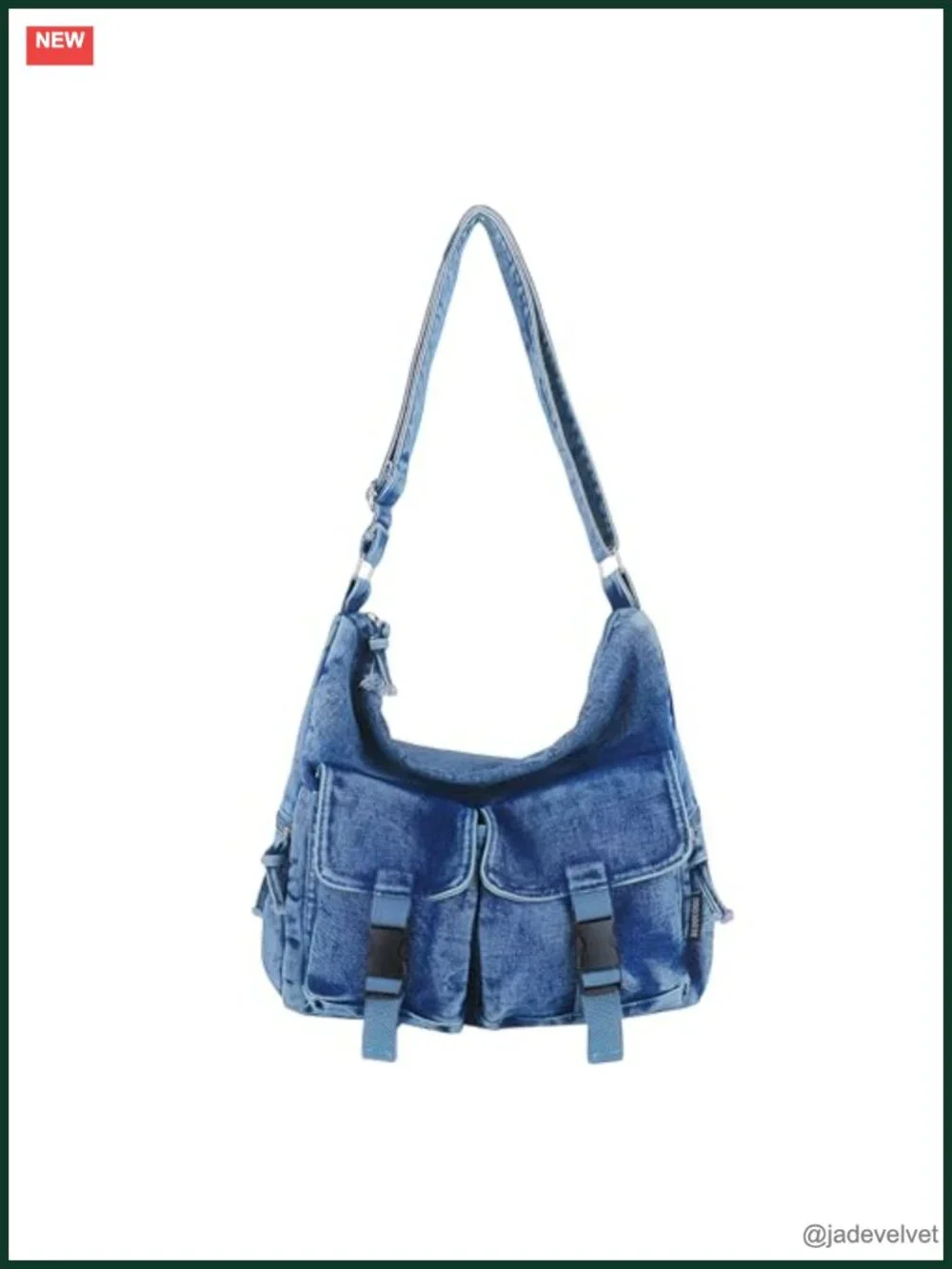 Denim Tote Bag with Adjustable Strap Lightweight Casual Crossbody Purse